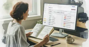 E-E-A-T strategija za blogove i poslovne sajtove u 2026. prikazana kroz analitički dashboard na monitoru