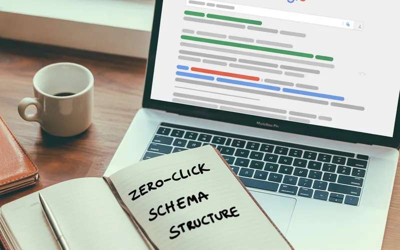 Google pretraga sa prikazanim featured snippet-om i zero-click rezultatima na ekranu laptopa