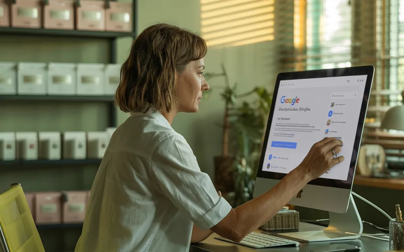 Vlasnica firme optimizuje Google Business profil za lokalni SEO